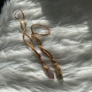 Prasiolite +Zimbabwe Elestial Shangaan Amethyst 2pc set